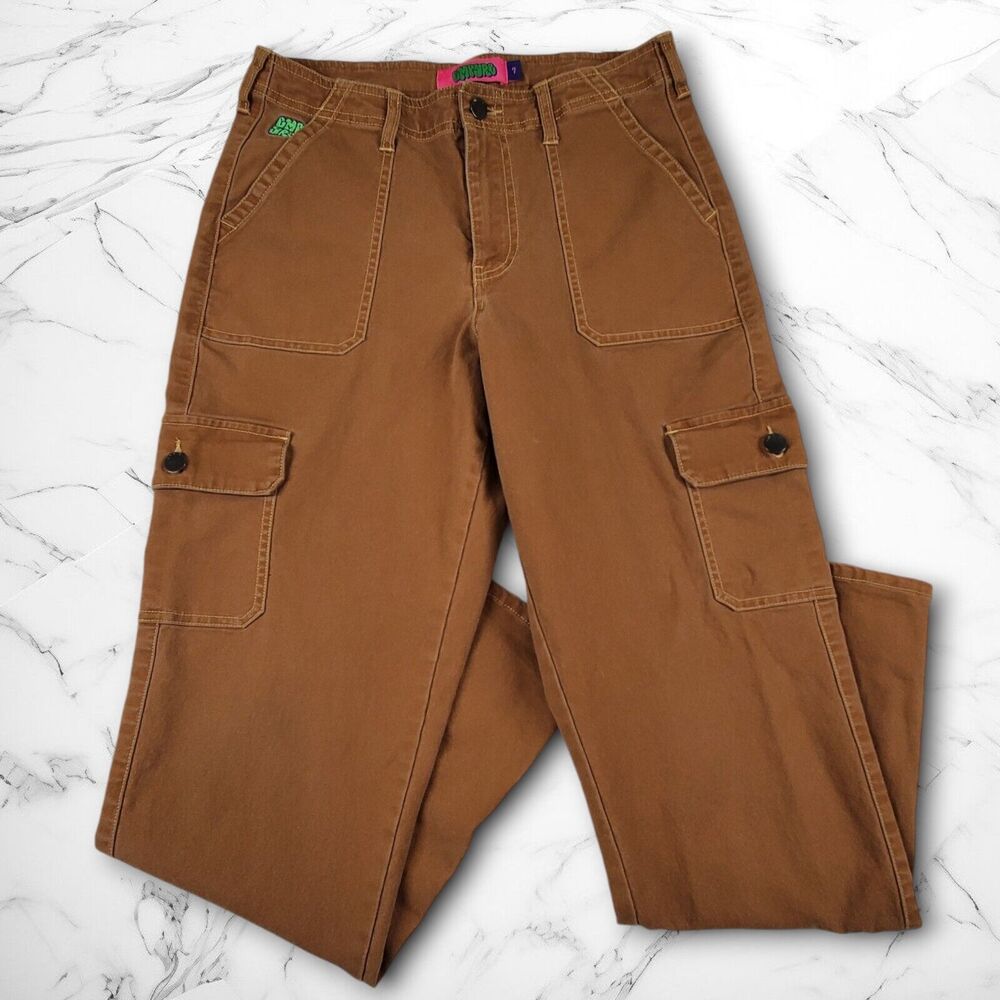 Empyre Skater Pants Women’s Size 7 Brown Khaki Cargo 90s Baggy Straight Leg
